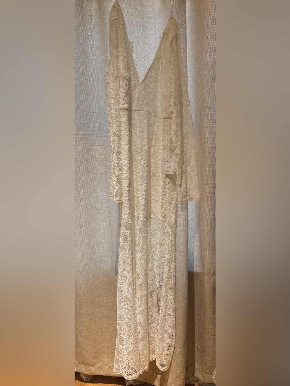 Lulu's “Way To Be Loved” White Lace V-Neck Maxi Wedding Dress